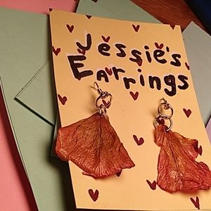 Petrified Flower Earrings (Resin Covered)